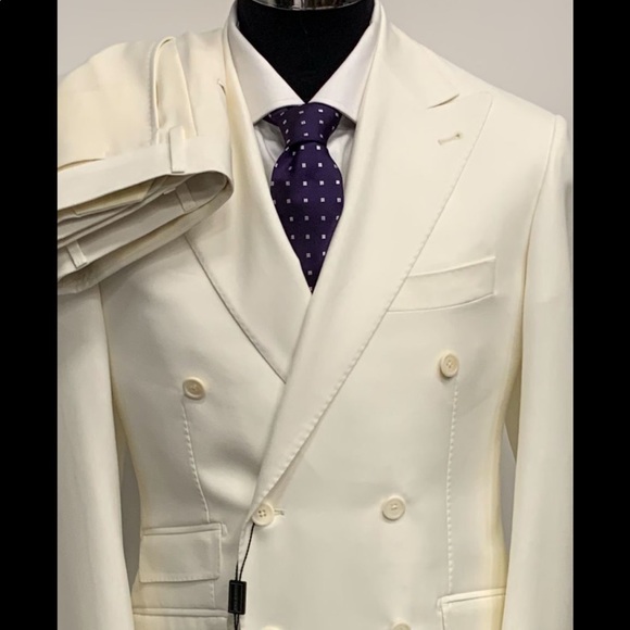 Cream double breasted super 150 Cerruti 1881 wool - Picture 1 of 3